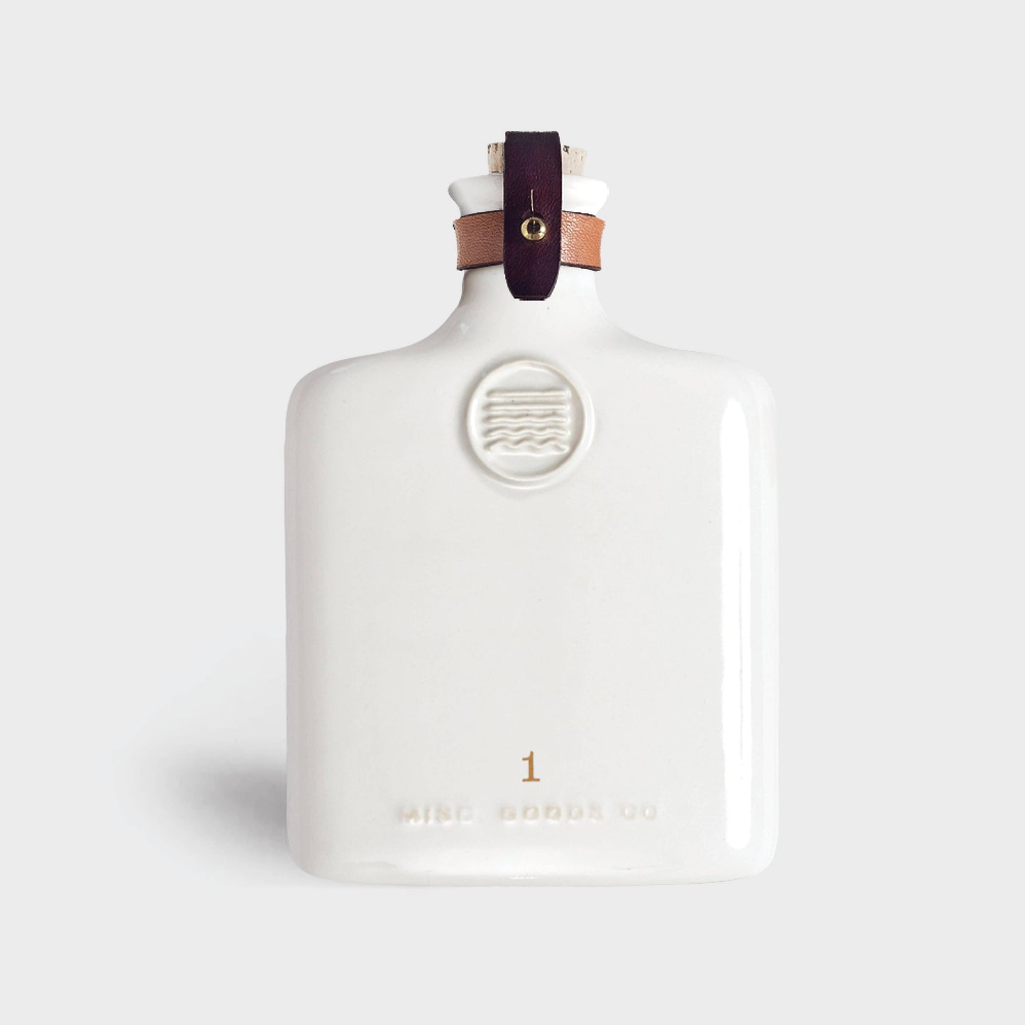 Embossed Ceramic Flask with Leather Strap