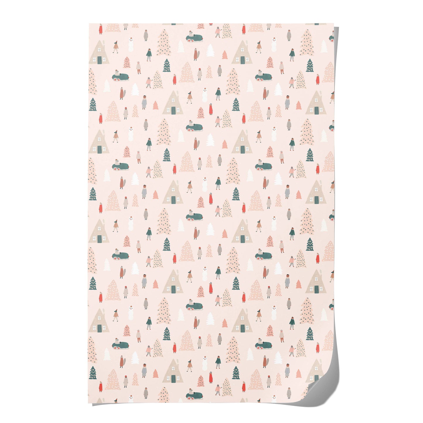 Pink Trees holiday wrapping paper