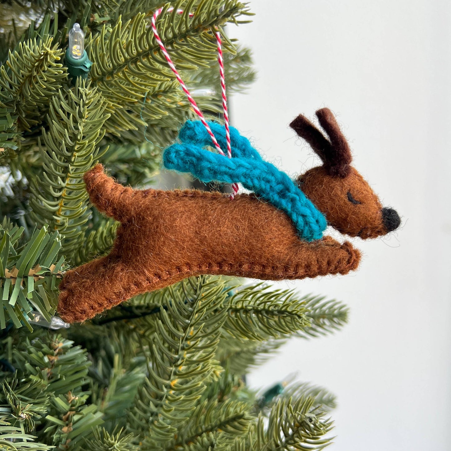 Dog Jumping Felt Wool Ornament 