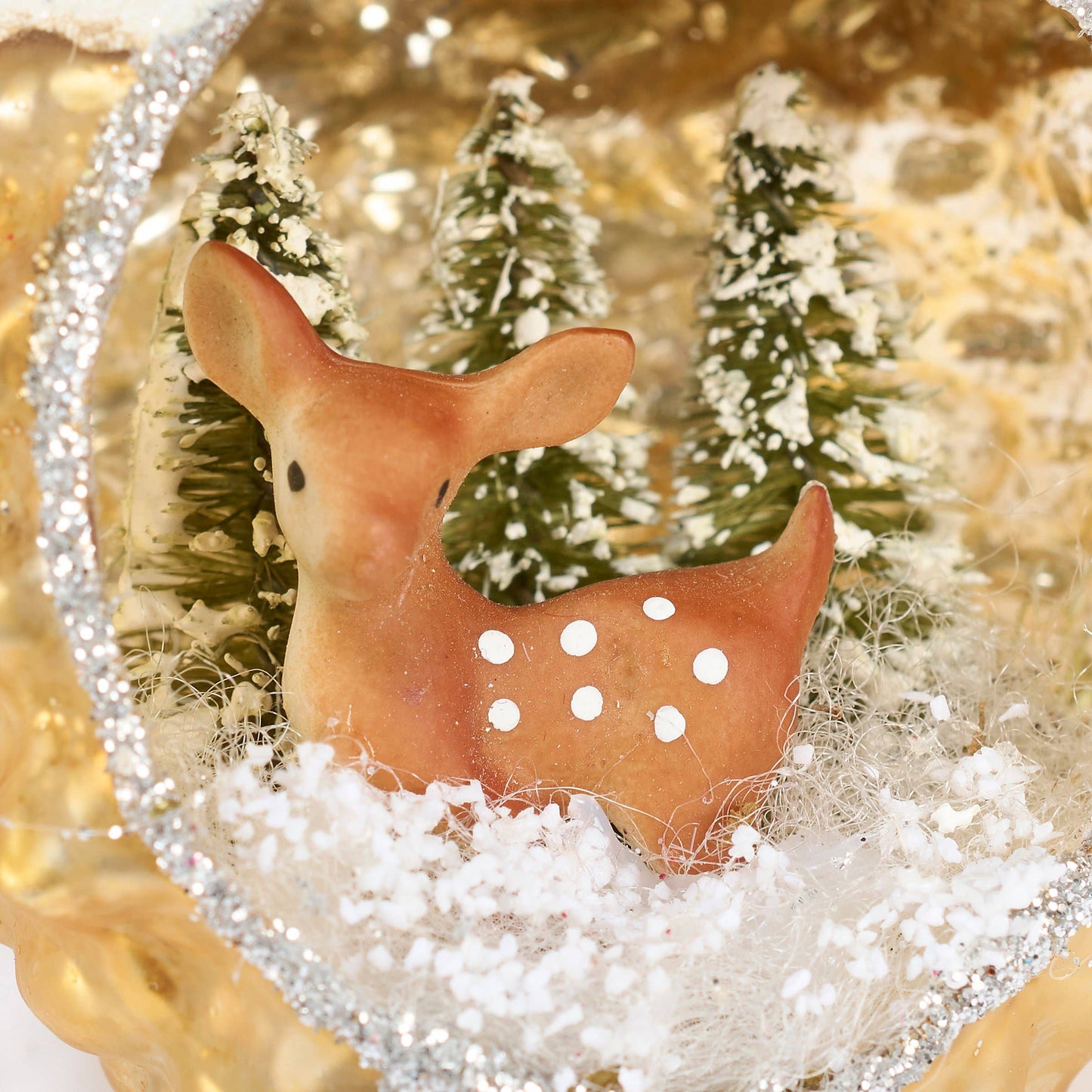 Snowy Deer Glass Ornament