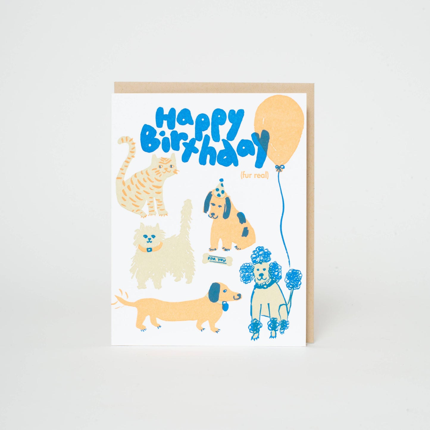 Birthday Dog & Cat Party Letterpress Greeting Card by Egg Press