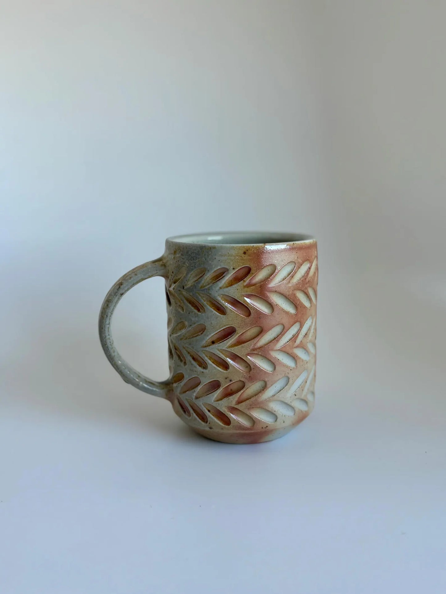 Hand-Carved Wood-Fired Brown Stoneware Mugs